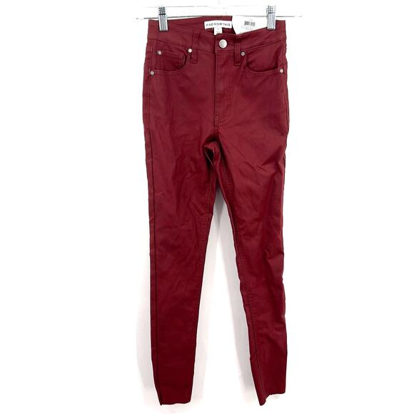 And Now This Red Burgundy Coated Skinny Glossy High Rise Jeans Size 24" New - Picture 2 of 8